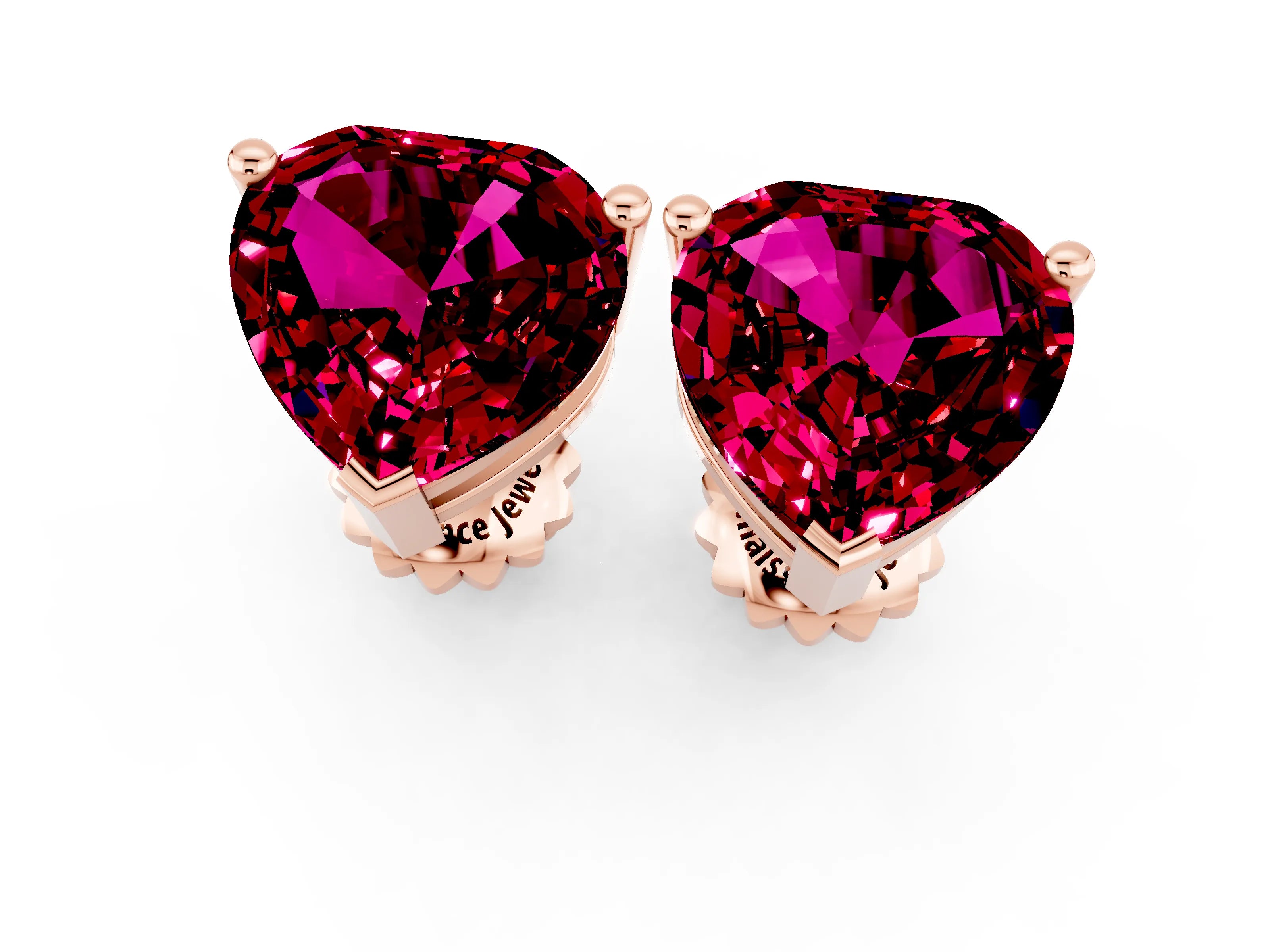 Rose gold Heart Cut Garnet Stud Earrings_19