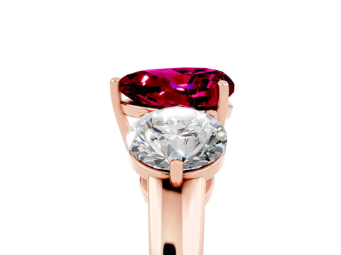 Rose gold Heart Cut Garnet Three-Stone Ring with Prong Setting and Classic Band_5