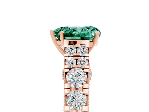 Rose gold Heart Cut Green Sapphire Classic Solitaire Ring with Pavé Band and Four-Prong Setting_5