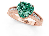 Rose gold Heart Cut Green Sapphire Engagement Ring with Milgrain Channel Set Band and Prong Setting_1