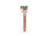 Rose gold Heart Cut Green Sapphire Engagement Ring with Milgrain Channel Set Band and Prong Setting_2