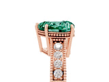 Rose gold Heart Cut Green Sapphire Engagement Ring with Milgrain Channel Set Band and Prong Setting_5