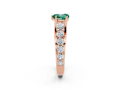 Rose gold Heart Cut Green Sapphire Engagement Ring with Pavé Band and Four-Prong Setting_2