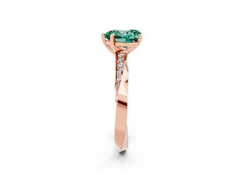 Rose gold Heart Cut Green Sapphire Engagement Ring with Side Stone Accents and Four-Prong Setting_26