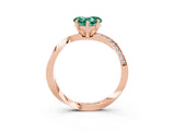 Rose gold Heart Cut Green Sapphire Engagement Ring with Side Stone Accents and Four-Prong Setting_27