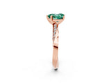 Rose gold Heart Cut Green Sapphire Engagement Ring with Side Stone Accents and Four-Prong Setting_62