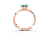 Rose gold Heart Cut Green Sapphire Engagement Ring with Side Stone Accents and Four-Prong Setting_63