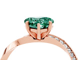 Rose gold Heart Cut Green Sapphire Engagement Ring with Side Stone Accents and Four-Prong Setting_64
