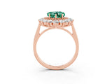 Rose gold Heart Cut Green Sapphire Floral Double Halo Engagement Ring with Prong Setting_63
