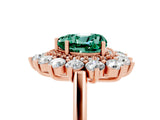 Rose gold Heart Cut Green Sapphire Floral Double Halo Engagement Ring with Prong Setting_65