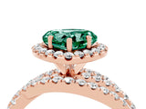 Rose gold Heart Cut Green Sapphire Halo Ring with Round Split Shank and Prong Setting_52