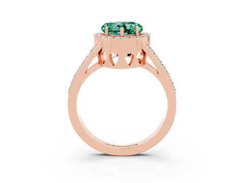 Rose gold Heart Cut Green Sapphire Halo Ring with Split Shank U-Prong Band and Four-Prong Setting_3