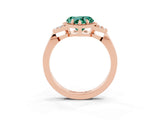 Rose gold Heart Cut Green Sapphire Halo Ring with Tapered Band and Four-Prong Setting_3