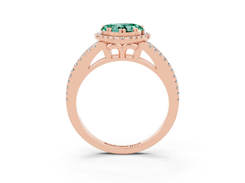 Rose gold Heart Cut Green Sapphire Halo Split Shank Engagement Ring_15