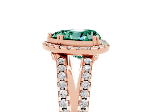 Rose gold Heart Cut Green Sapphire Halo Split Shank Engagement Ring_17