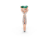 Rose gold Heart Cut Green Sapphire Halo Twist Band Solitaire Prong Setting Ring_2