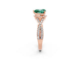 Rose gold Heart Cut Green Sapphire  Halo Twist Band Solitaire Prong Setting Ring_26