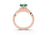 Rose gold Heart Cut Green Sapphire  Halo Twist Band Solitaire Prong Setting Ring_27