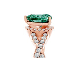 Rose gold Heart Cut Green Sapphire  Halo Twist Band Solitaire Prong Setting Ring_29