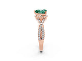 Rose gold Heart Cut Green Sapphire  Halo Twist Band Solitaire Prong Setting Ring_44