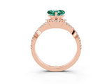 Rose gold Heart Cut Green Sapphire  Halo Twist Band Solitaire Prong Setting Ring_45