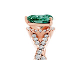 Rose gold Heart Cut Green Sapphire  Halo Twist Band Solitaire Prong Setting Ring_47