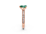 Rose gold Heart Cut Green Sapphire Milgrain Pavé Engagement Ring with Four-Prong Setting_14