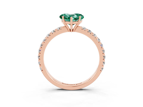 Rose gold Heart Cut Green Sapphire Pavé Solitaire Engagement Ring with Four-Prong Setting_15