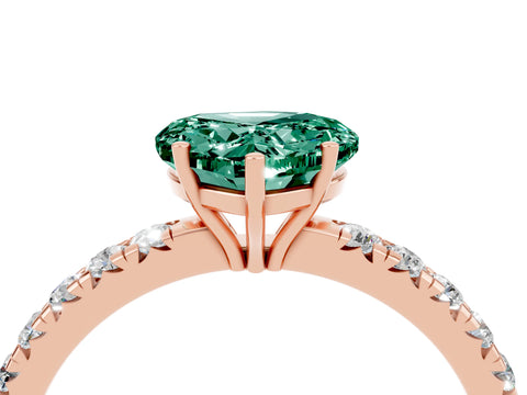 Rose gold Heart Cut Green Sapphire Pavé Solitaire Engagement Ring with Four-Prong Setting_16