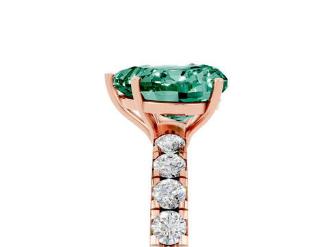 Rose gold Heart Cut Green Sapphire Pavé Solitaire Engagement Ring with Four-Prong Setting_17
