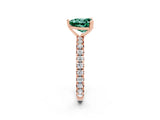 Rose gold Heart Cut Green Sapphire Pavé Solitaire Ring with Round Band and Prong Setting_26