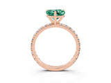 Rose gold Heart Cut Green Sapphire Pavé Solitaire Ring with Round Band and Prong Setting_27