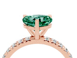 Rose gold Heart Cut Green Sapphire Pavé Solitaire Ring with Round Band and Prong Setting_28