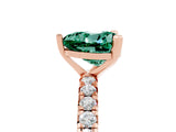 Rose gold Heart Cut Green Sapphire Pavé Solitaire Ring with Round Band and Prong Setting_29
