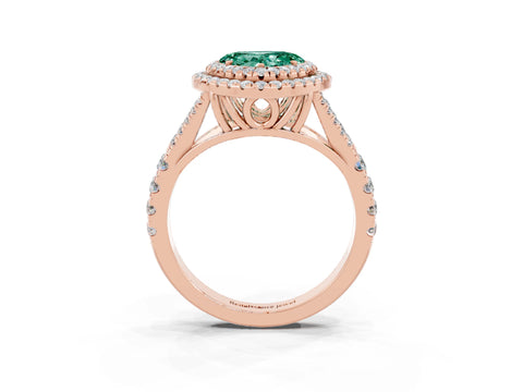 Rose gold Heart Cut Green Sapphire Pavé Split Shank Double Halo Engagement Ring_3