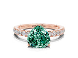 Rose gold Heart Cut Green Sapphire Pave Band Solitaire Ring with Four-Prong Setting_24