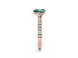 Rose gold Heart Cut Green Sapphire Pave Band Solitaire Ring with Four-Prong Setting_26