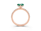 Rose gold Heart Cut Green Sapphire Pave Band Solitaire Ring with Four-Prong Setting_27