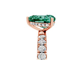 Rose gold Heart Cut Green Sapphire Pave Band Solitaire Ring with Four-Prong Setting_29