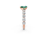 Rose gold Heart Cut Green Sapphire Prong Setting with Side Stones on a Pave Band_2