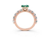 Rose gold Heart Cut Green Sapphire Prong Setting with Side Stones on a Pave Band_3