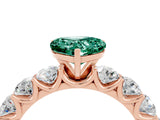 Rose gold Heart Cut Green Sapphire Prong Setting with Side Stones on a Pave Band_4