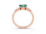 Rose gold Heart Cut Green Sapphire Ring with Side Stones and Four-Prong Setting_39