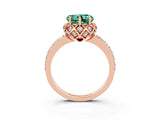 Rose gold Heart Cut Green Sapphire Scalloped Halo Engagement Ring with Round Shared Prong Band_27