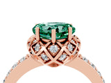 Rose gold Heart Cut Green Sapphire Scalloped Halo Engagement Ring with Round Shared Prong Band_28