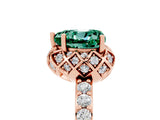 Rose gold Heart Cut Green Sapphire Scalloped Halo Engagement Ring with Round Shared Prong Band_29