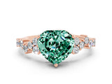 Rose gold Heart Cut Green Sapphire Scattered Round Accent Ring with Prong Setting_24