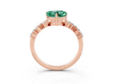 Rose gold Heart Cut Green Sapphire Scattered Round Accent Ring with Prong Setting_27