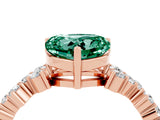 Rose gold Heart Cut Green Sapphire Scattered Round Accent Ring with Prong Setting_28
