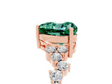 Rose gold Heart Cut Green Sapphire Scattered Round Accent Ring with Prong Setting_29
